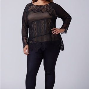 Mesh and lace top